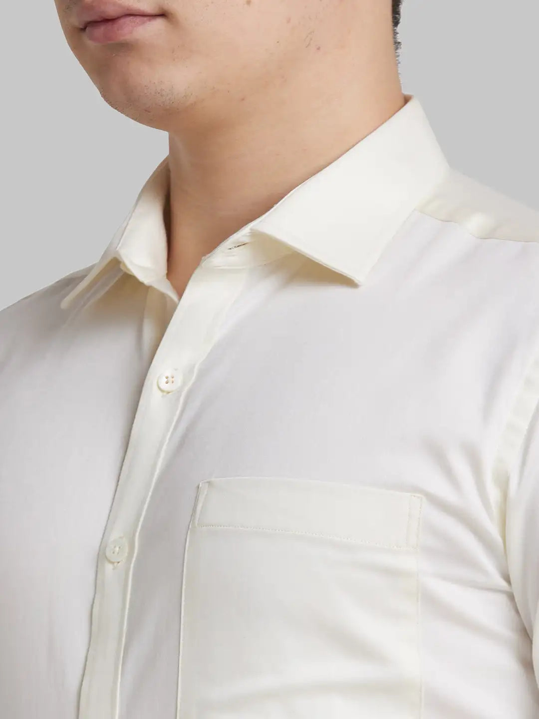 Men White Slim Fit Structure  Cotton   Shirts