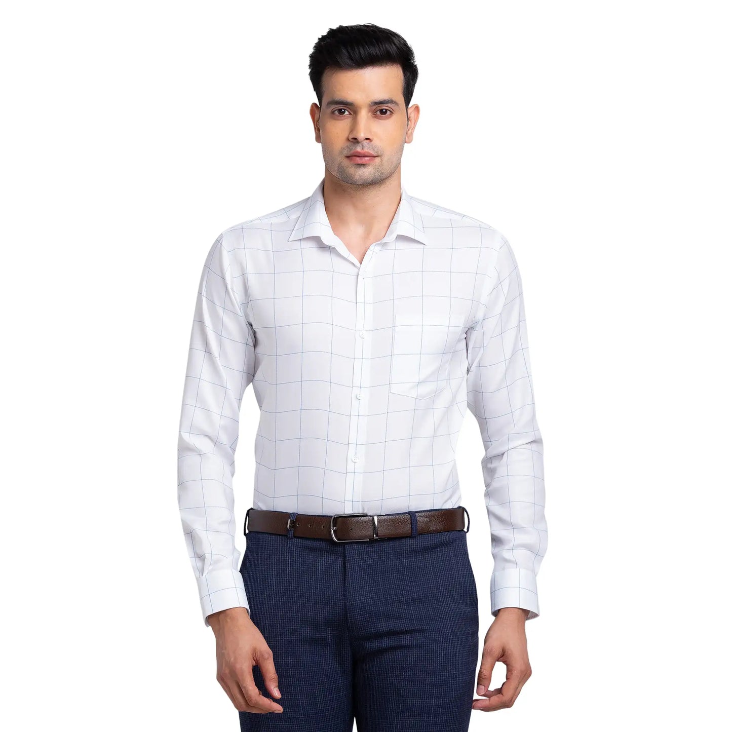 Park Avenue Men Orange Structure Slim Fit Cotton Cut Away Collar Shirt