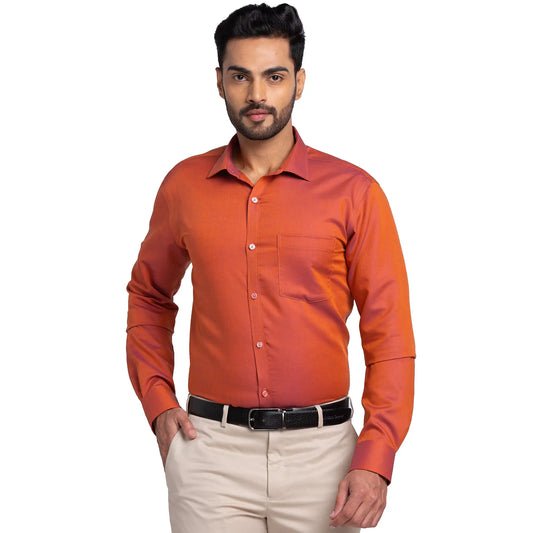 Park Avenue Men Violet Structure Slim Fit Cotton Cut Away Collar Shirt