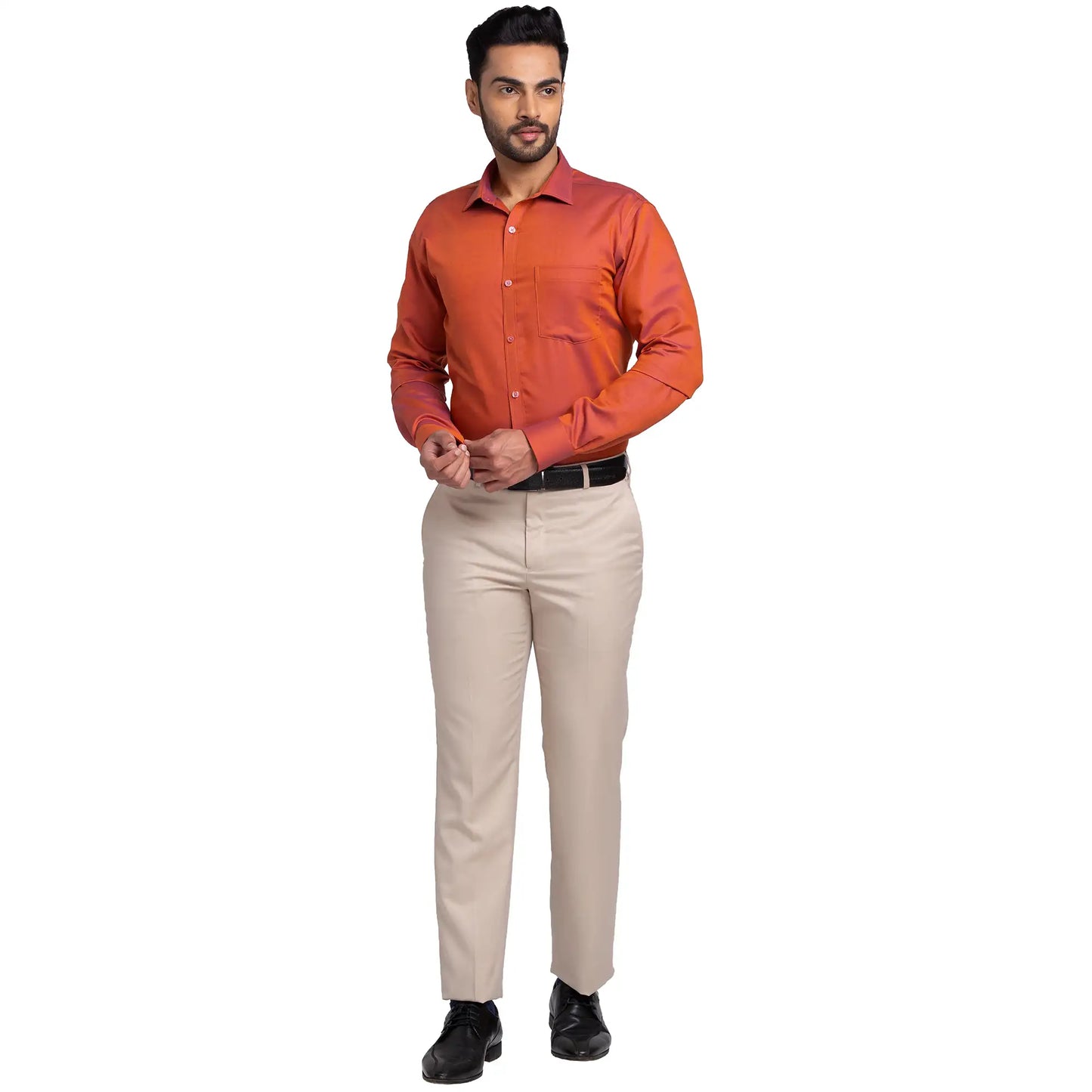 Park Avenue Men Violet Structure Slim Fit Cotton Cut Away Collar Shirt