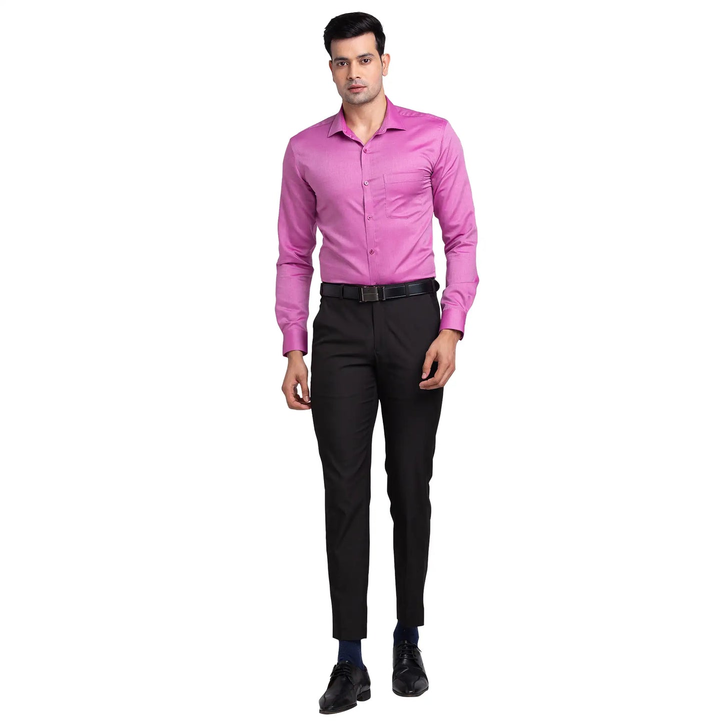 Park Avenue Men Blue Dobby Slim Fit Cotton Shirt
