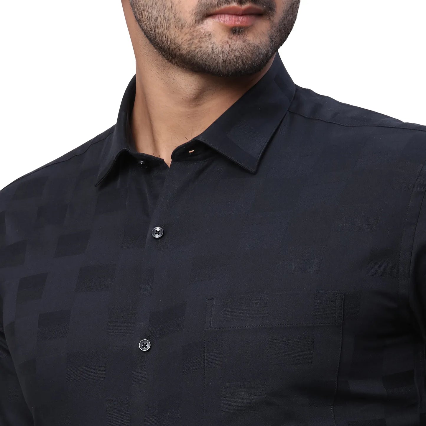 Park Avenue Men Red Structure Slim Fit Cotton Cutaway Collar Shirt