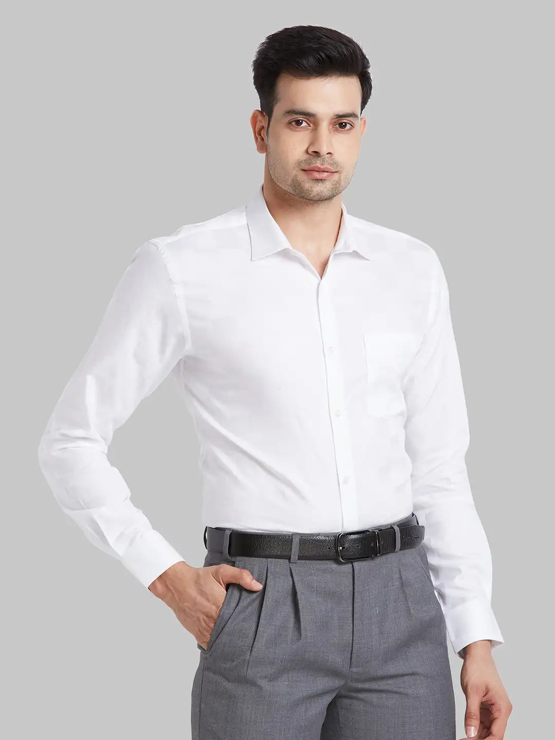 Men Blue Slim Fit Structure  Cotton   Shirts