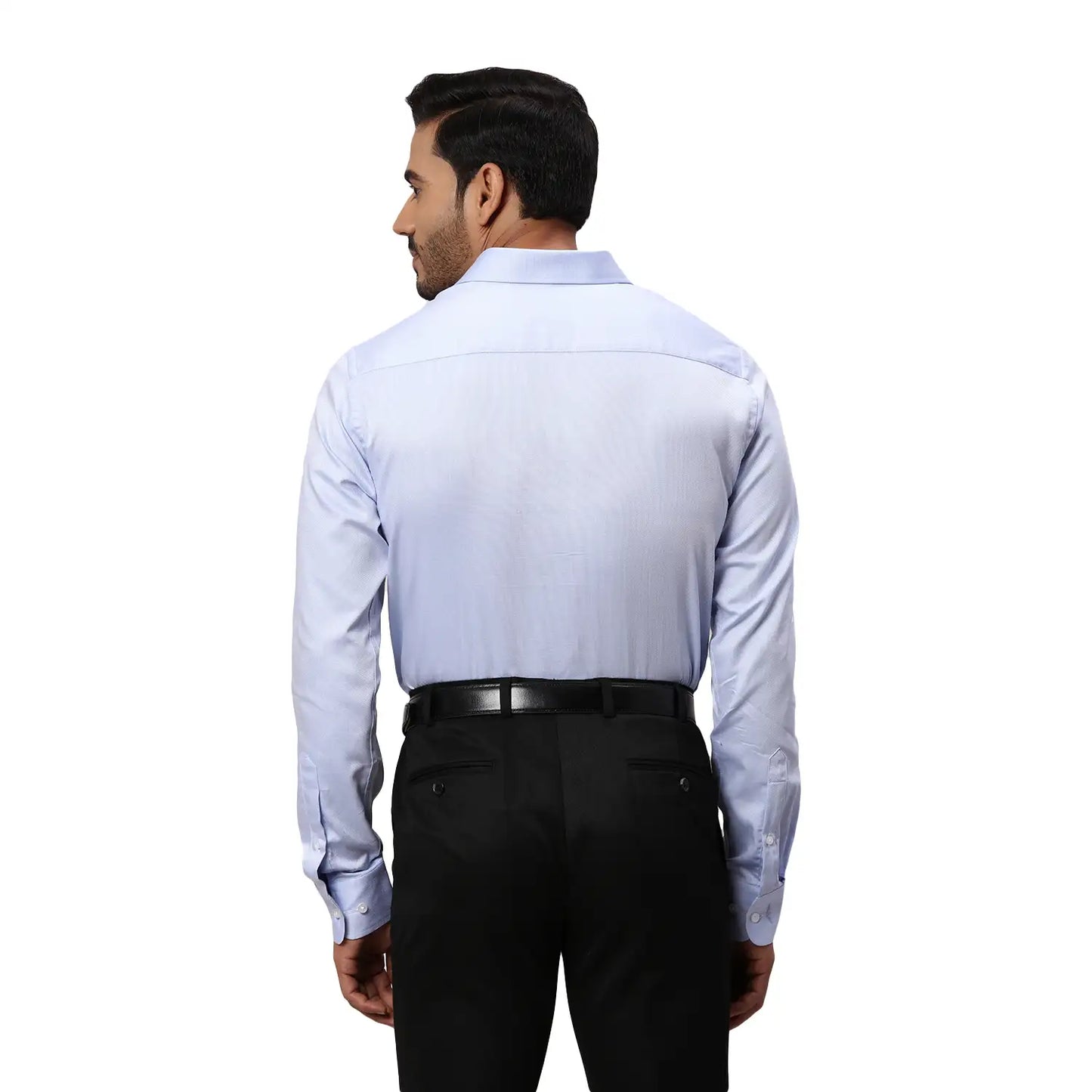 Park Avenue Men Blue Solid Slim Fit Cotton Blend Shirt
