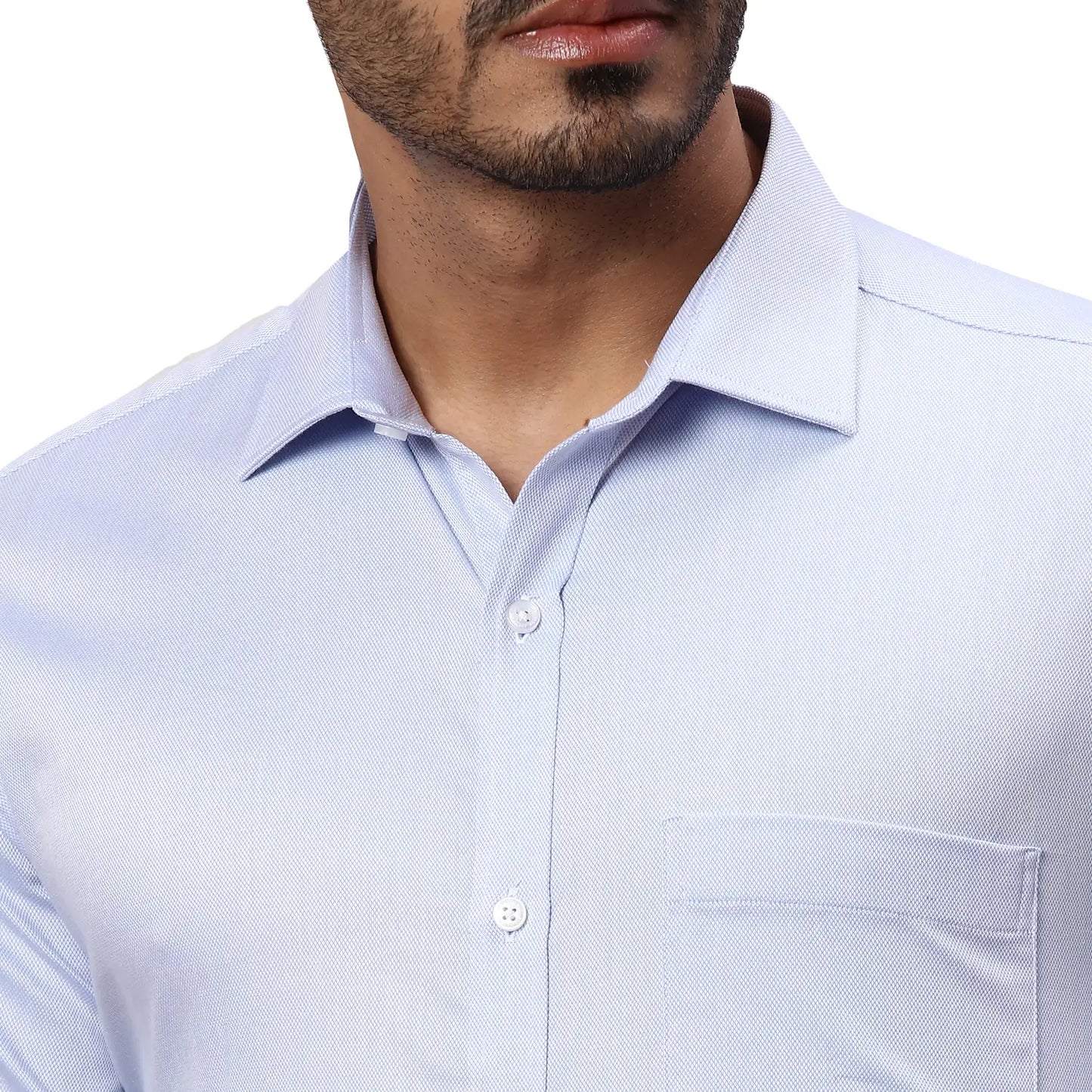 Park Avenue Men Blue Solid Slim Fit Cotton Blend Shirt