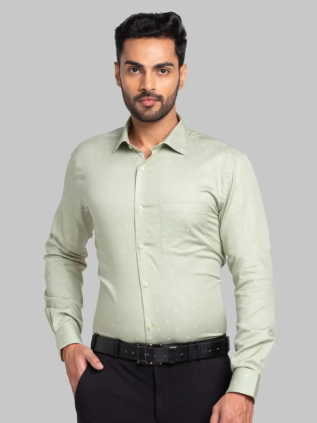 Men Blue Slim Fit Solid Cotton Blend   Shirts