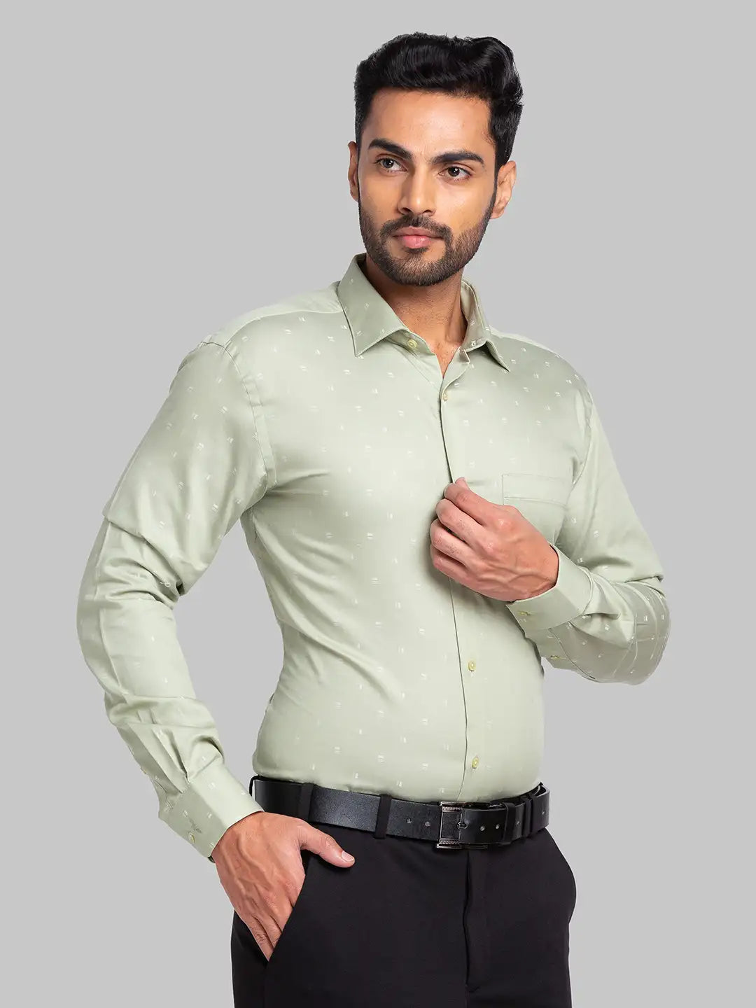 Men Blue Slim Fit Solid Cotton Blend   Shirts