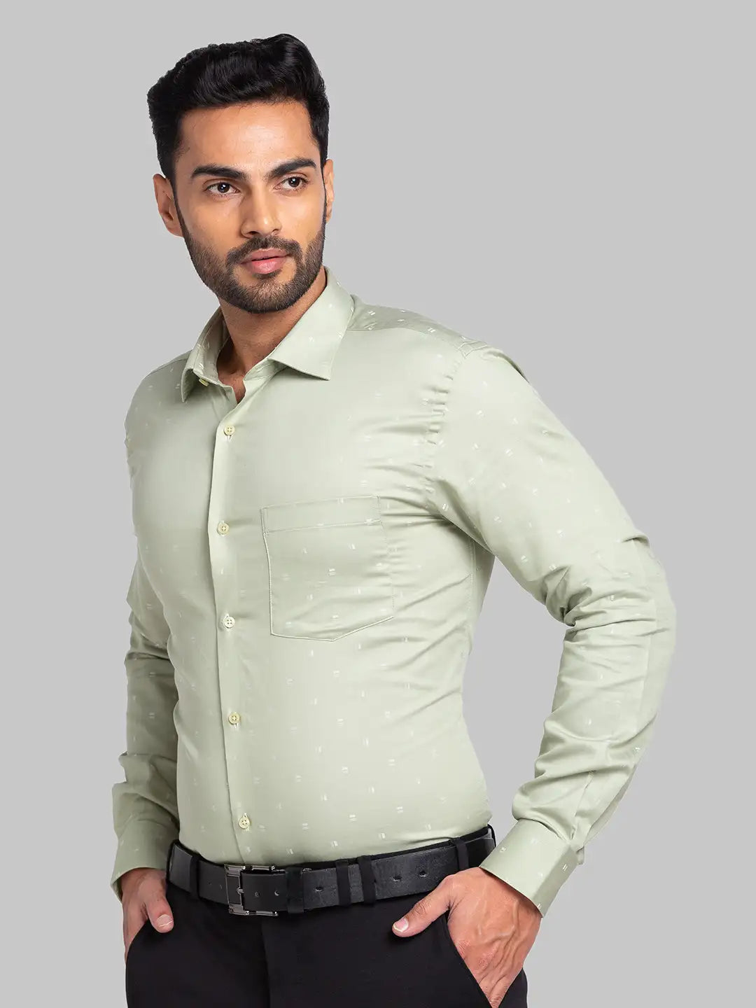 Men Blue Slim Fit Solid Cotton Blend   Shirts