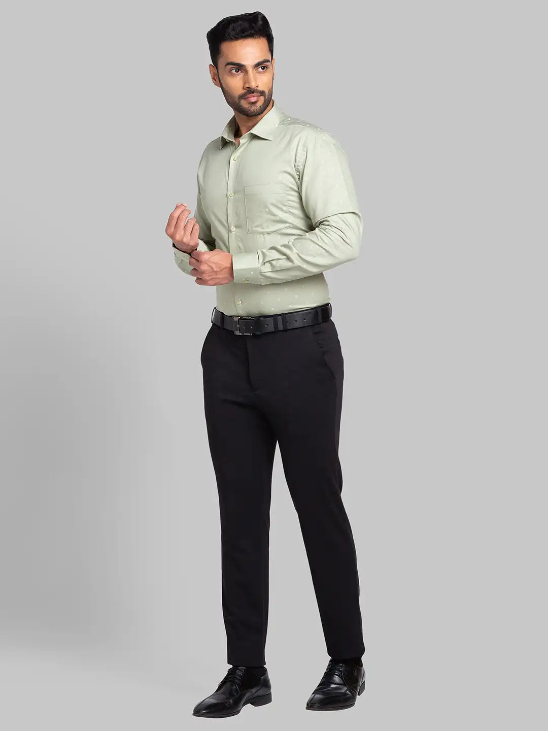 Men Blue Slim Fit Solid Cotton Blend   Shirts