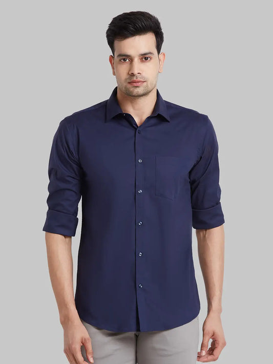 Men Grey Slim Fit Solid Cotton Blend   Shirts