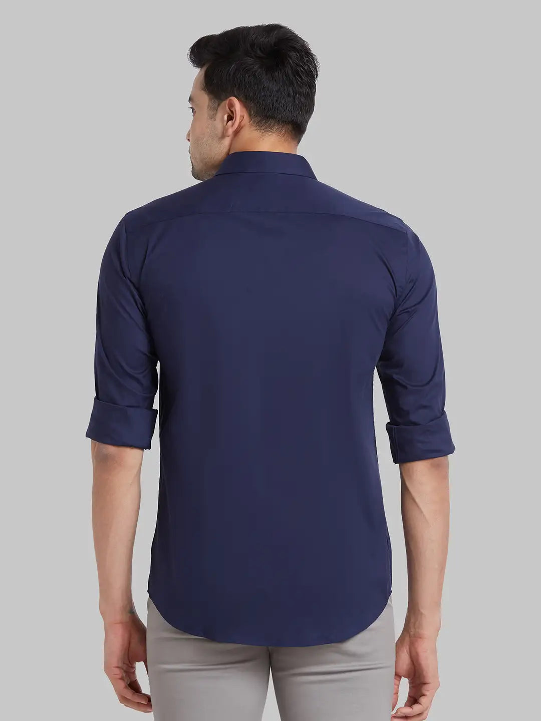 Men Grey Slim Fit Solid Cotton Blend   Shirts