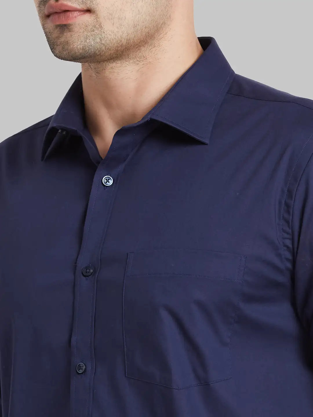 Men Grey Slim Fit Solid Cotton Blend   Shirts