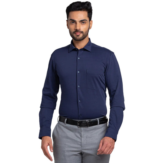 Park Avenue Men Black Solid Slim Fit Cotton Blend Shirt
