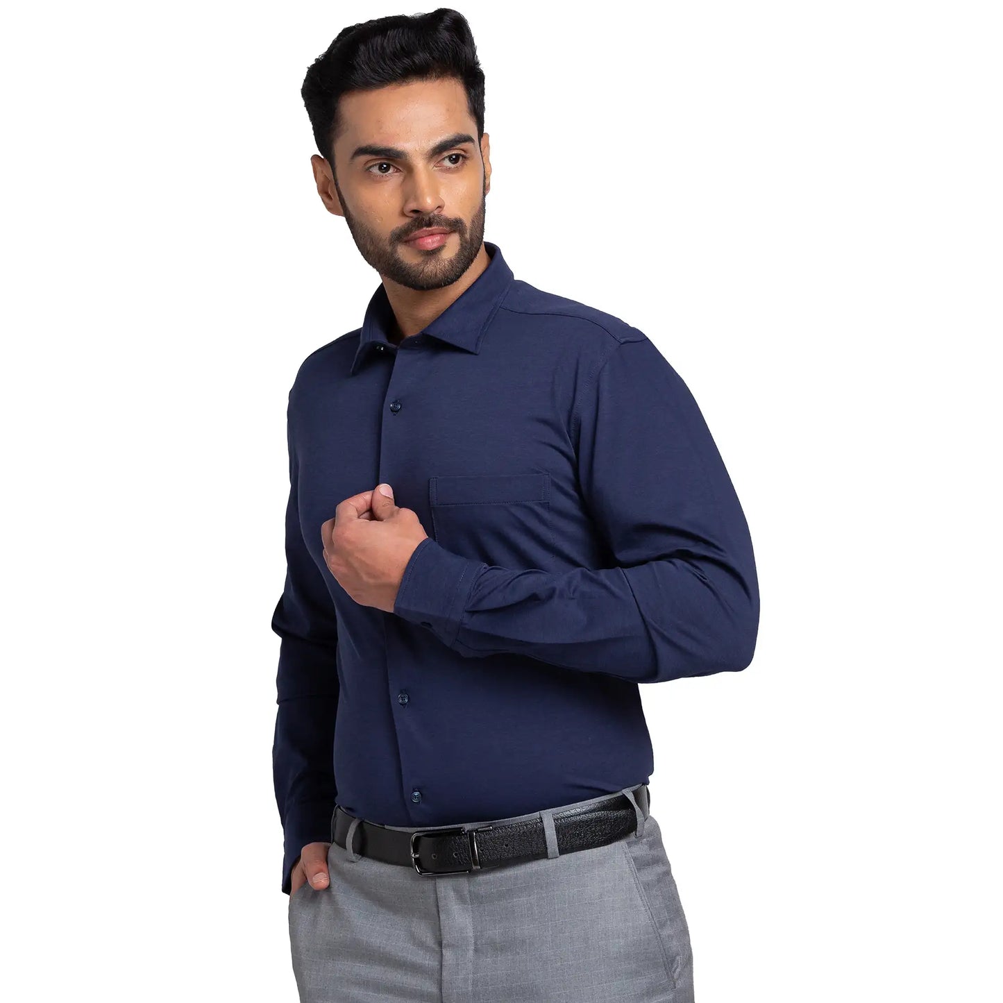 Park Avenue Men Black Solid Slim Fit Cotton Blend Shirt