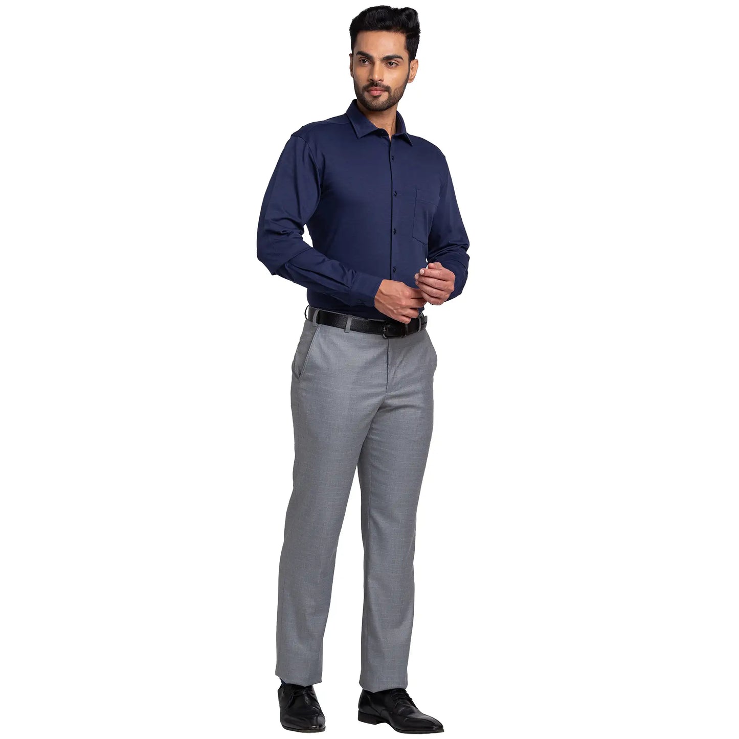 Park Avenue Men Black Solid Slim Fit Cotton Blend Shirt