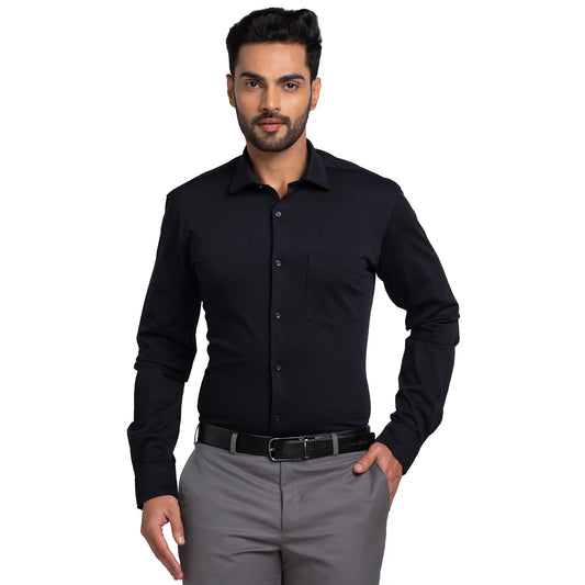 Park Avenue Men White Solid Slim Fit Cotton Blend Shirt