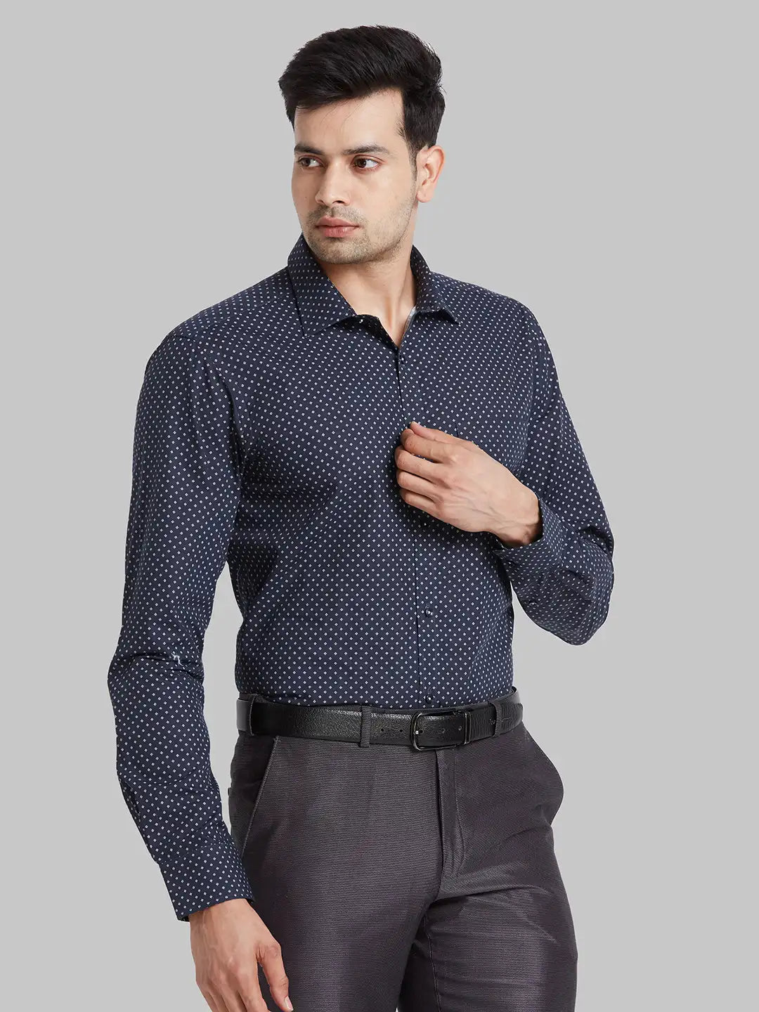 Park Avenue Men Blue Print Slim Fit Cotton Blend Shirt