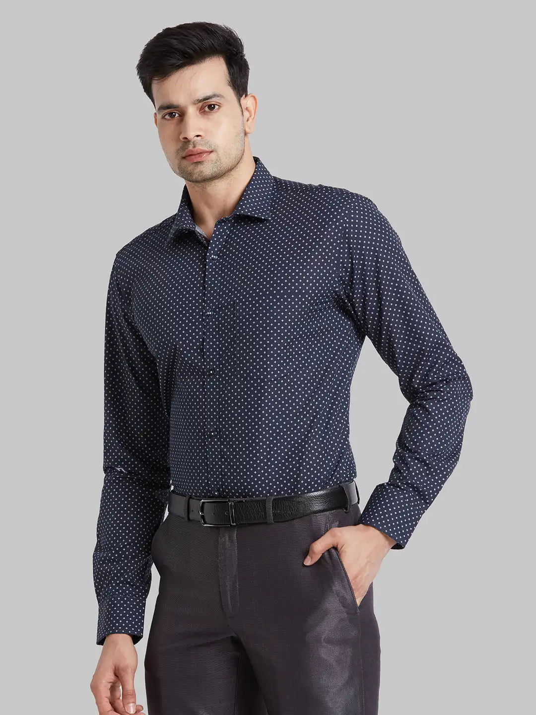 Park Avenue Men Blue Print Slim Fit Cotton Blend Shirt