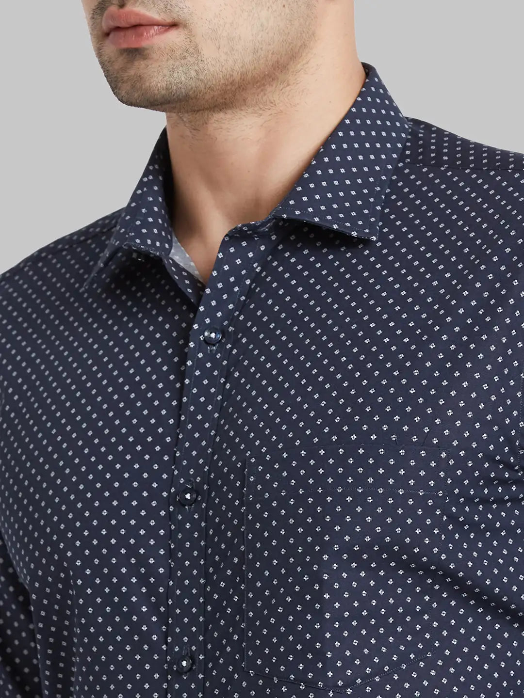 Park Avenue Men Blue Print Slim Fit Cotton Blend Shirt
