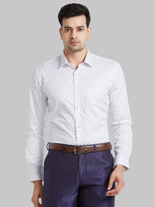 Park Avenue Men Grey Structure Slim Fit Cotton Shirt