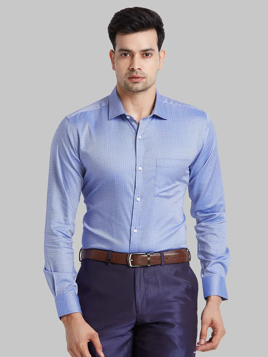 Park Avenue Men Grey Structure Slim Fit Cotton Shirt