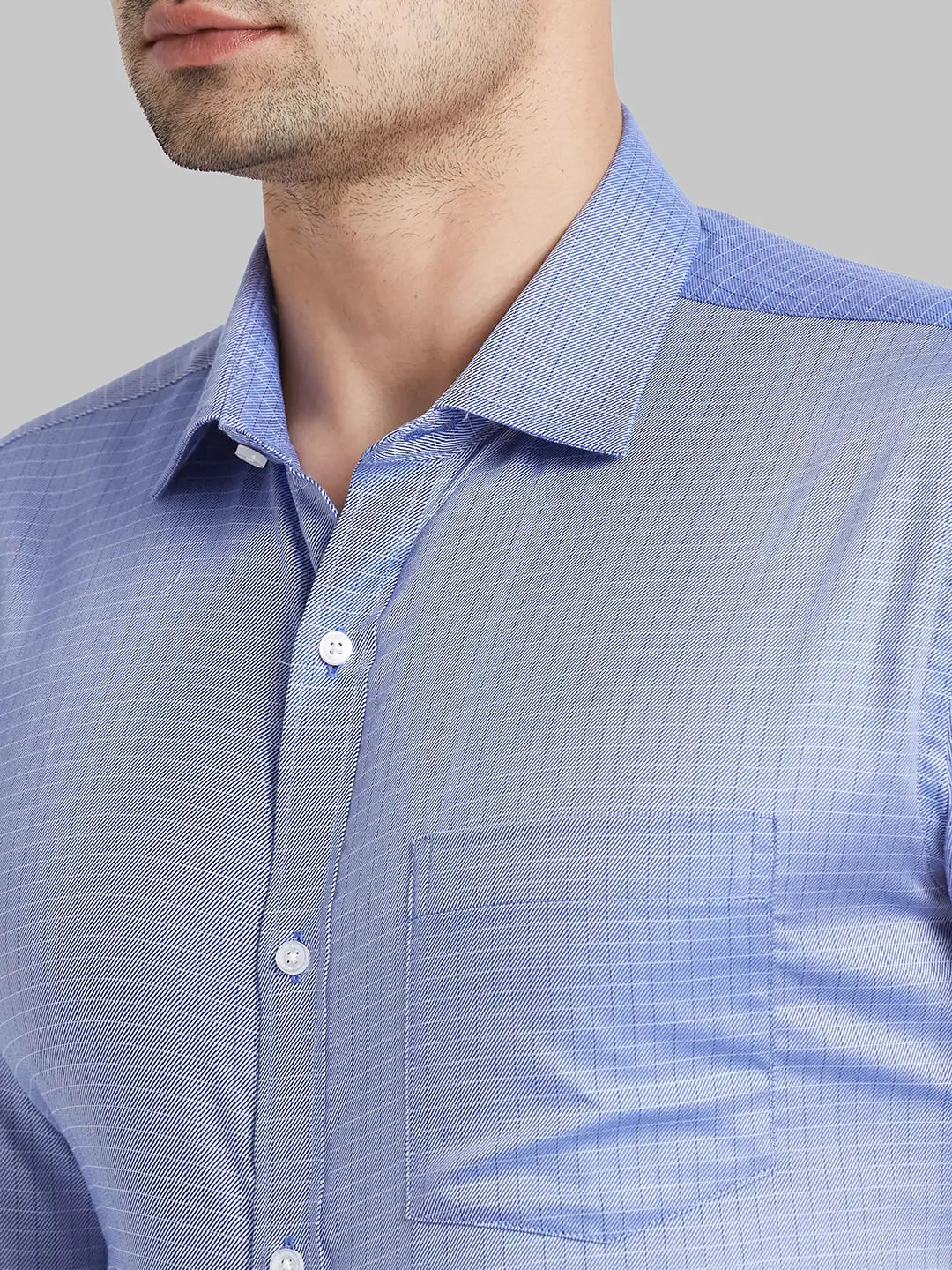 Park Avenue Men Grey Structure Slim Fit Cotton Shirt