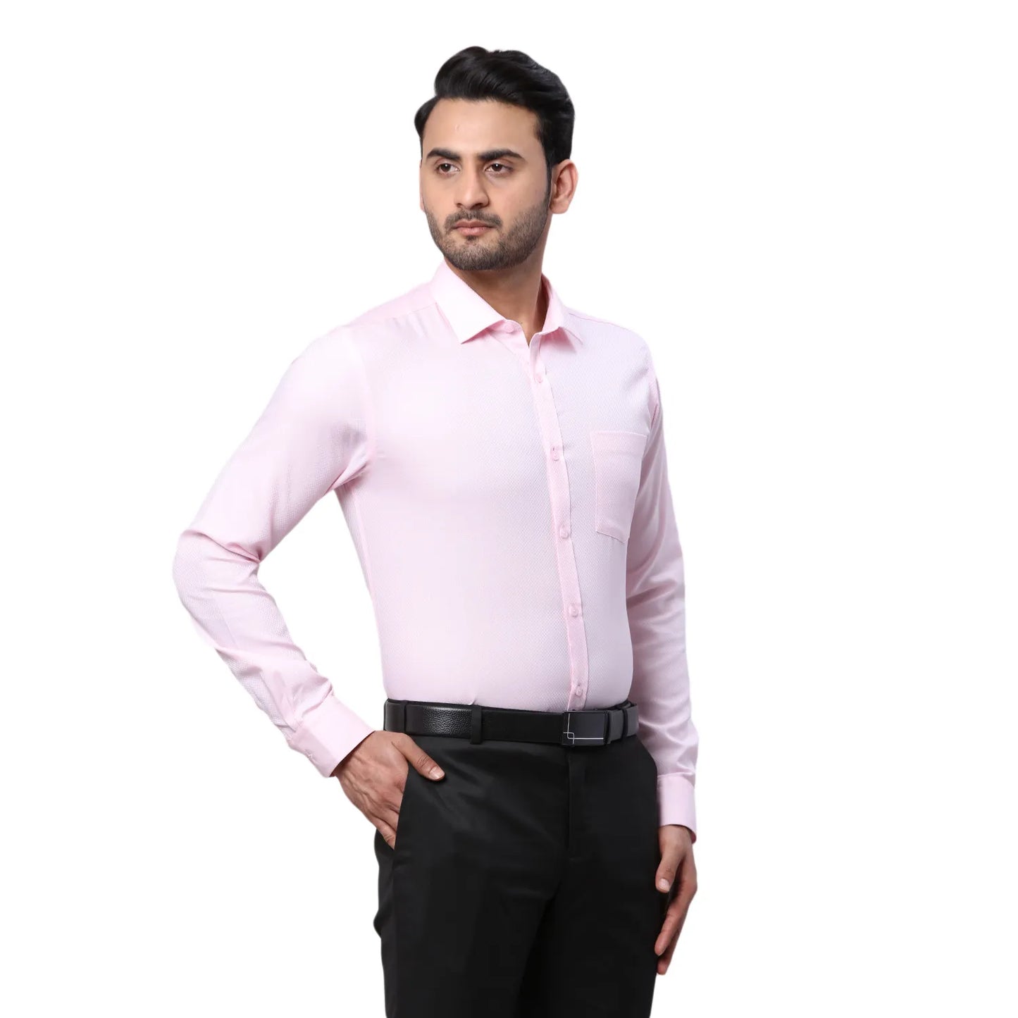 Park Avenue Men White Structure Slim Fit Cotton Cutaway Collar Shirt