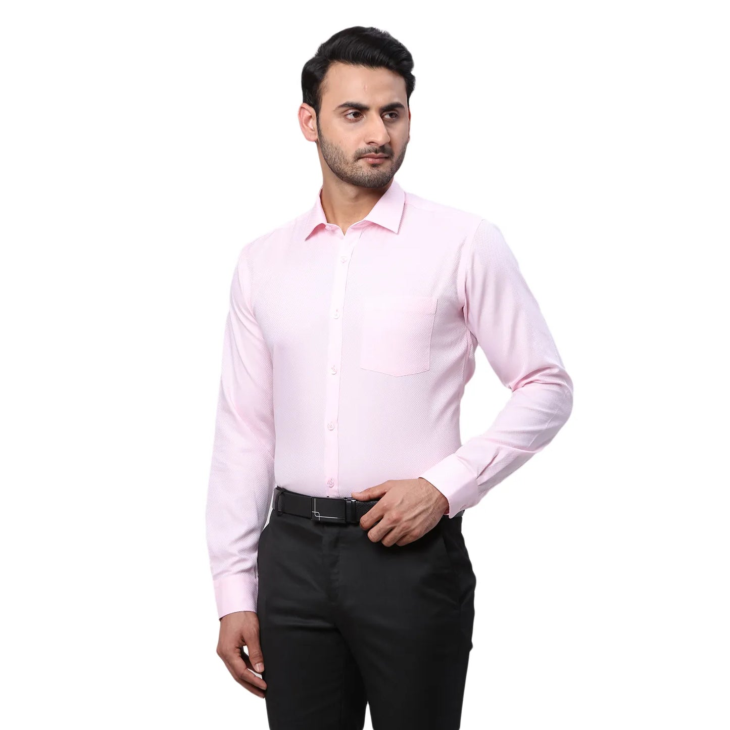 Park Avenue Men White Structure Slim Fit Cotton Cutaway Collar Shirt
