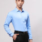 Park Avenue Men Blue Slim Fit Self Design Cotton Polyester Full Sleeve Cut Away Shirt