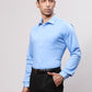 Park Avenue Men Blue Slim Fit Self Design Cotton Polyester Full Sleeve Cut Away Shirt