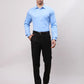 Park Avenue Men Blue Slim Fit Self Design Cotton Polyester Full Sleeve Cut Away Shirt