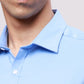 Park Avenue Men Blue Slim Fit Self Design Cotton Polyester Full Sleeve Cut Away Shirt