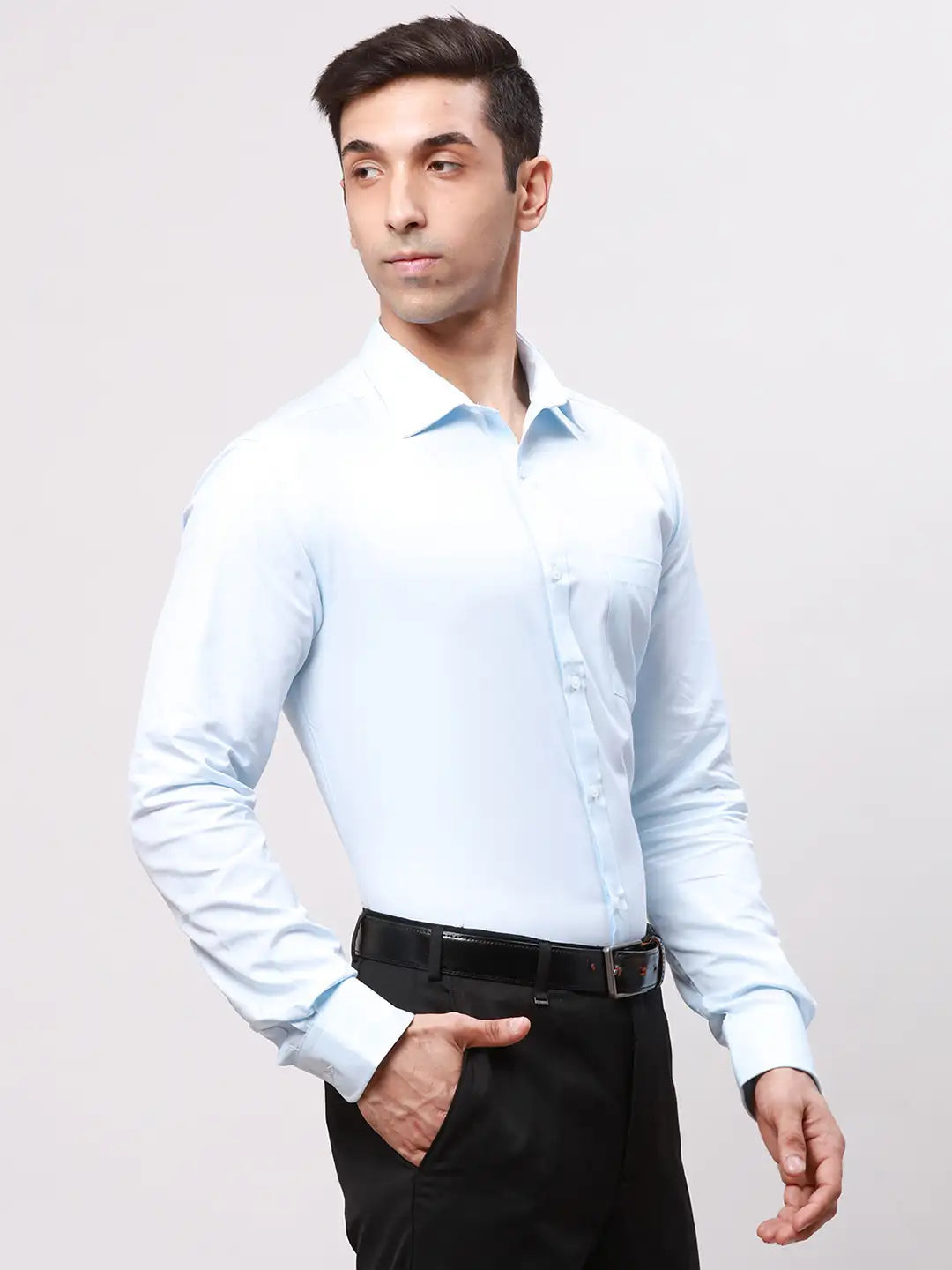 Park Avenue Men Black Structure Slim Fit Cotton Blend Shirt