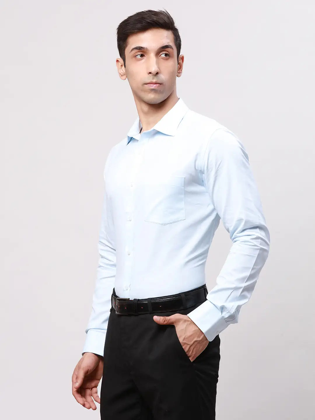 Park Avenue Men Black Structure Slim Fit Cotton Blend Shirt
