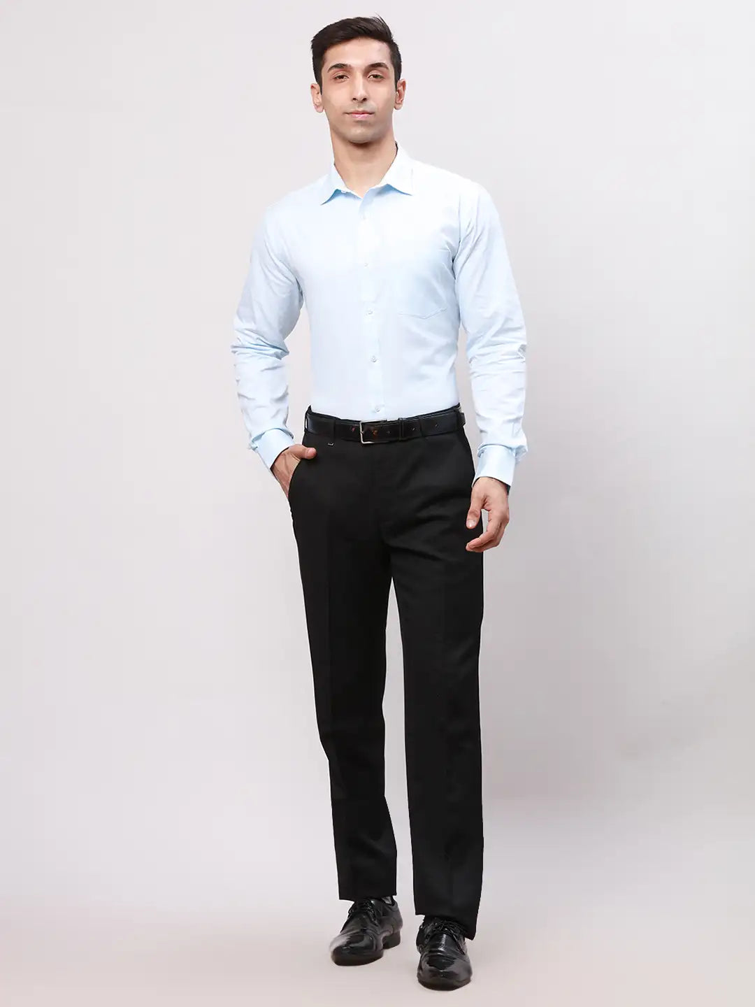 Park Avenue Men Black Structure Slim Fit Cotton Blend Shirt