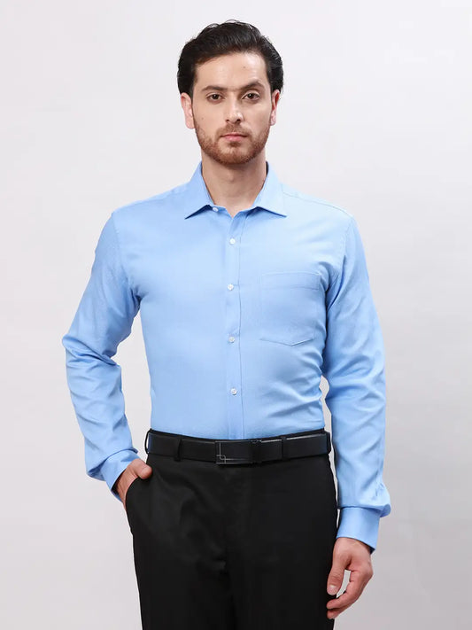 Park Avenue Men Blue Slim Fit Checks Polyester Shirts
