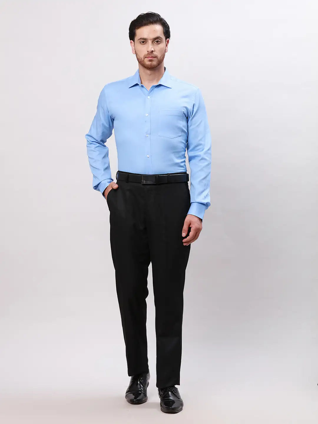 Park Avenue Men Blue Slim Fit Checks Polyester Shirts