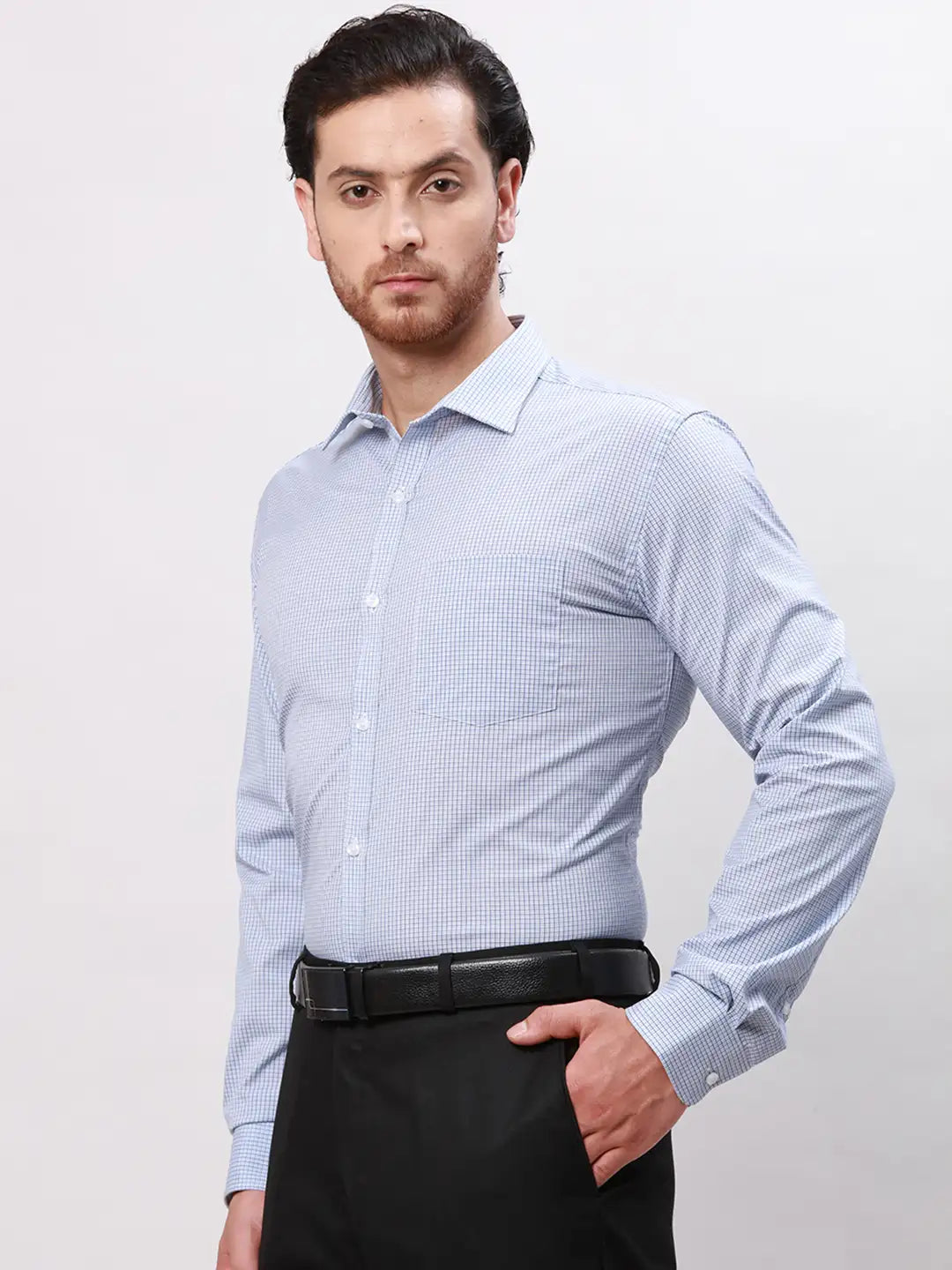 Park Avenue Men Grey Slim Fit Fil-A-Fil Cotton Shirts