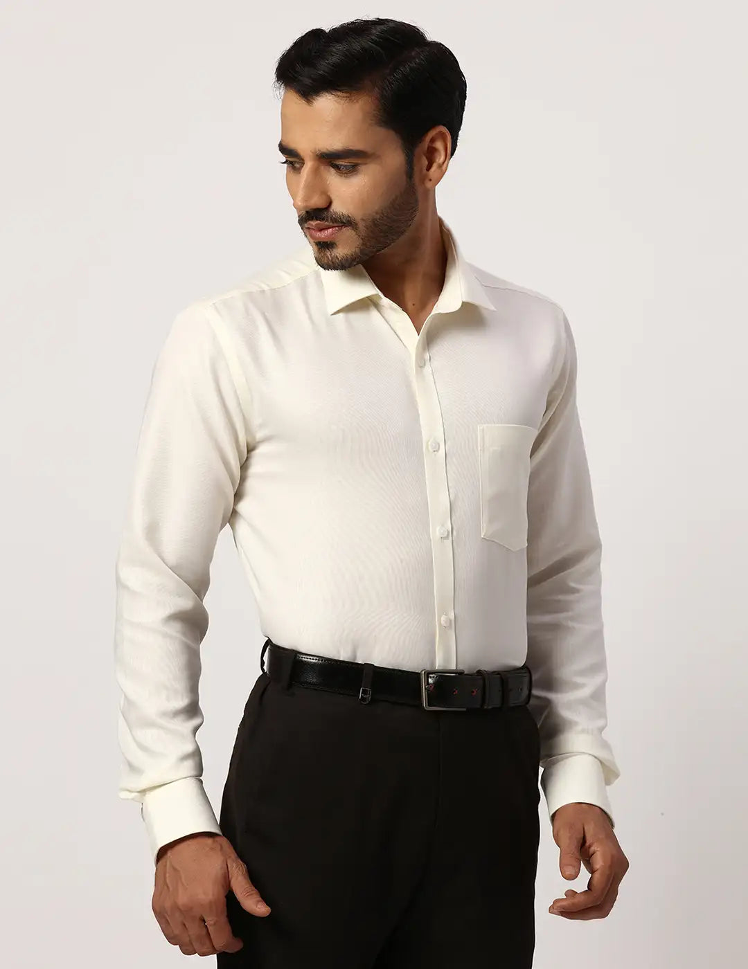 Park Avenue Slim Fit Self Design Fancy Blue Shirt