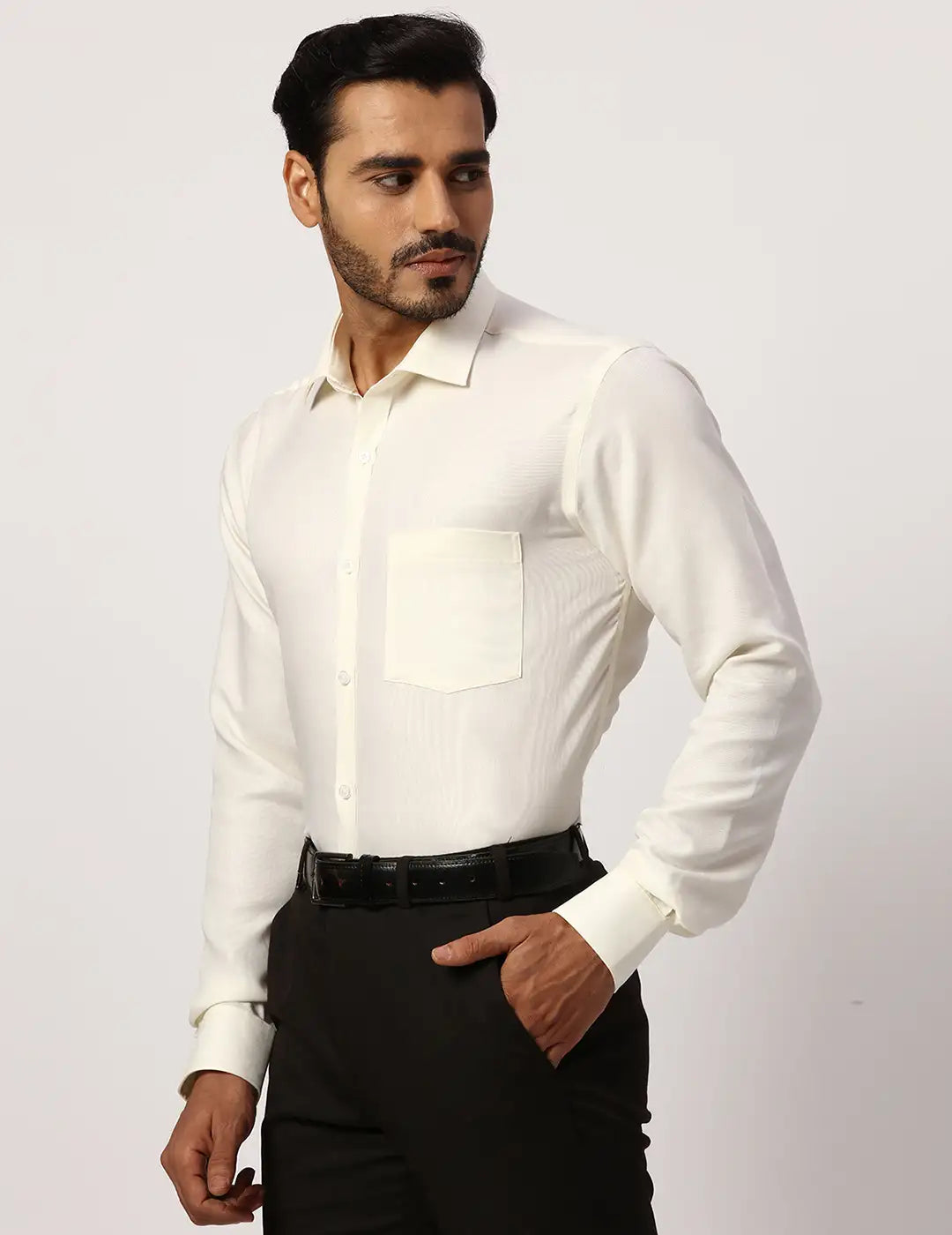 Park Avenue Slim Fit Self Design Fancy Blue Shirt