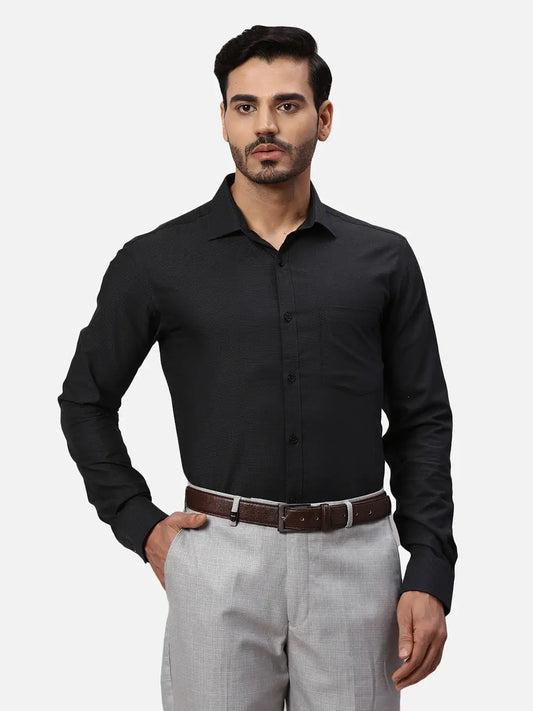 Park Avenue Slim Fit Self Design Light Blue Shirt