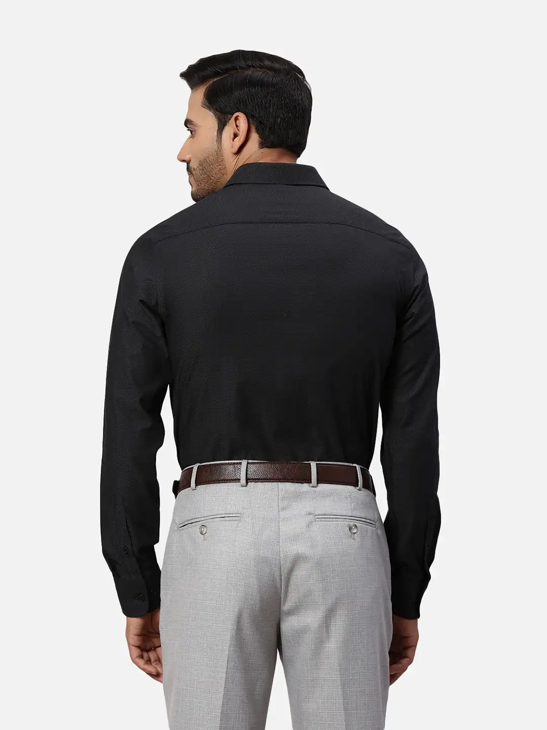 Park Avenue Slim Fit Self Design Light Blue Shirt
