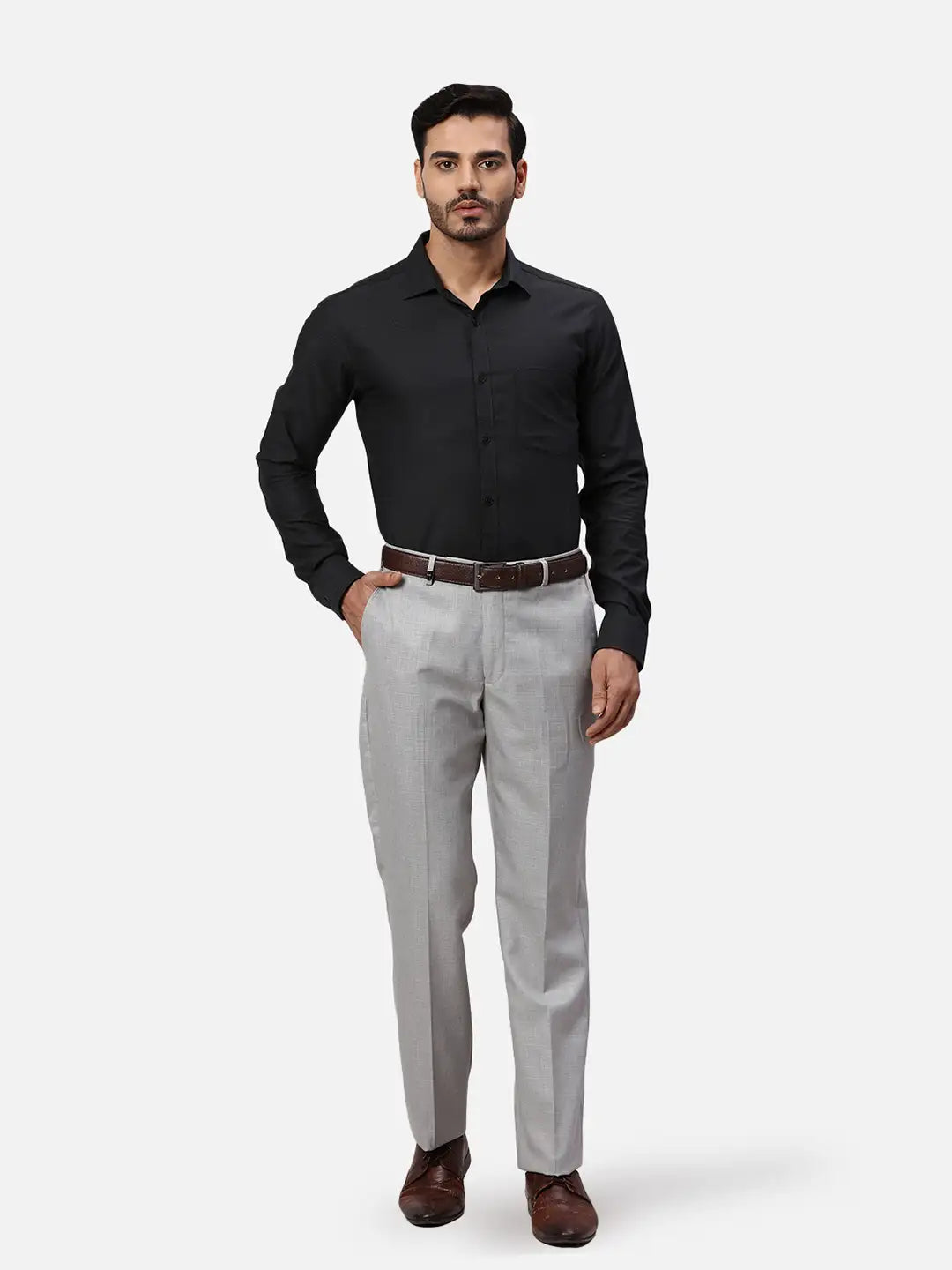 Park Avenue Slim Fit Self Design Light Blue Shirt
