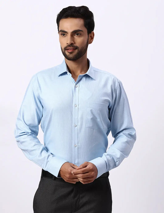 Park Avenue Slim Fit Self Design Light Green Shirt