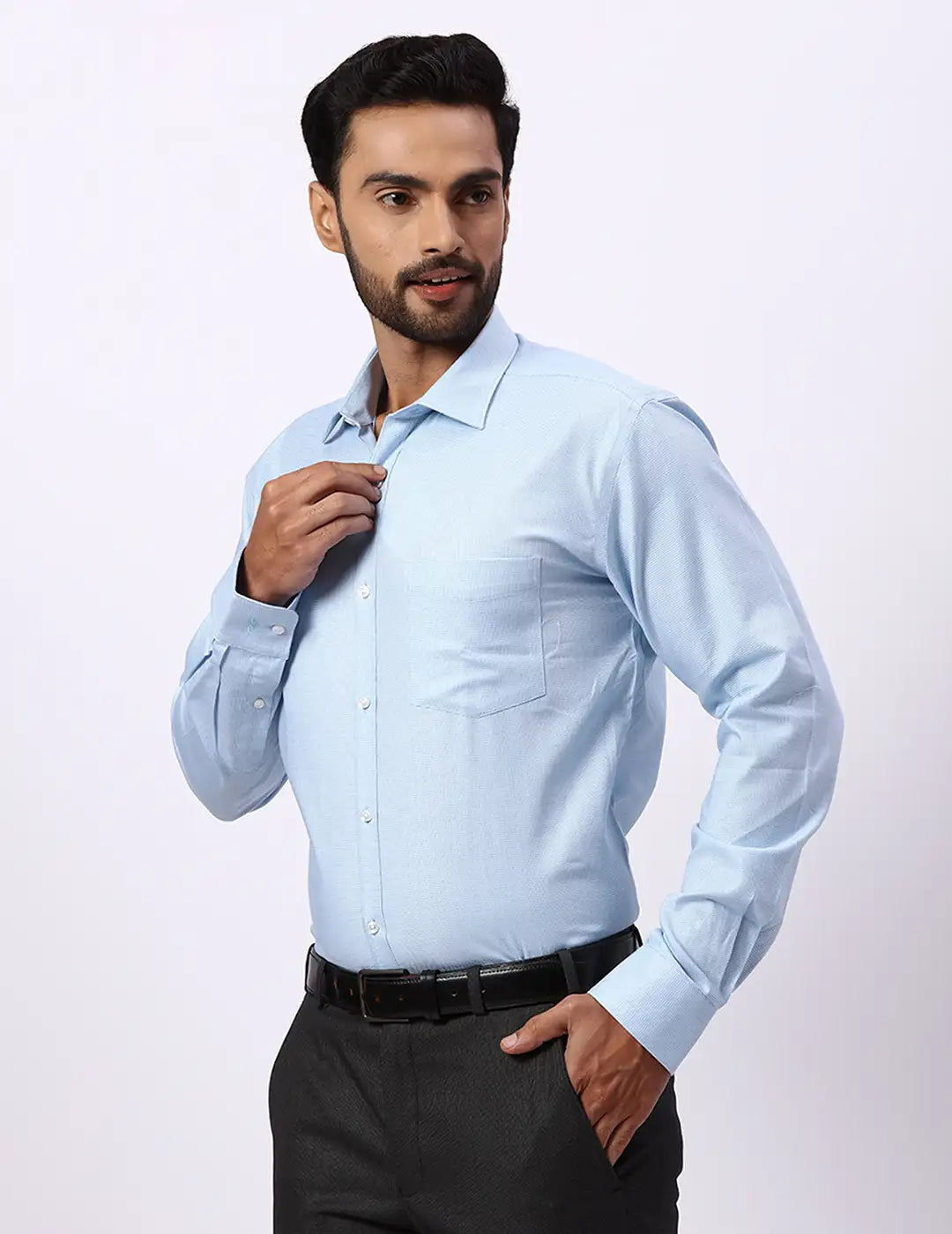 Park Avenue Slim Fit Self Design Light Green Shirt