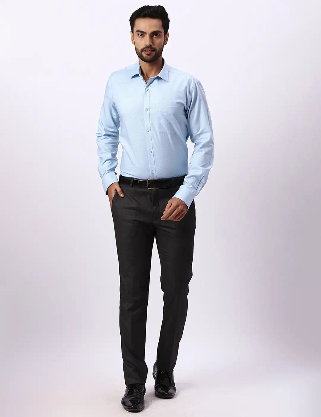 Park Avenue Slim Fit Self Design Light Green Shirt