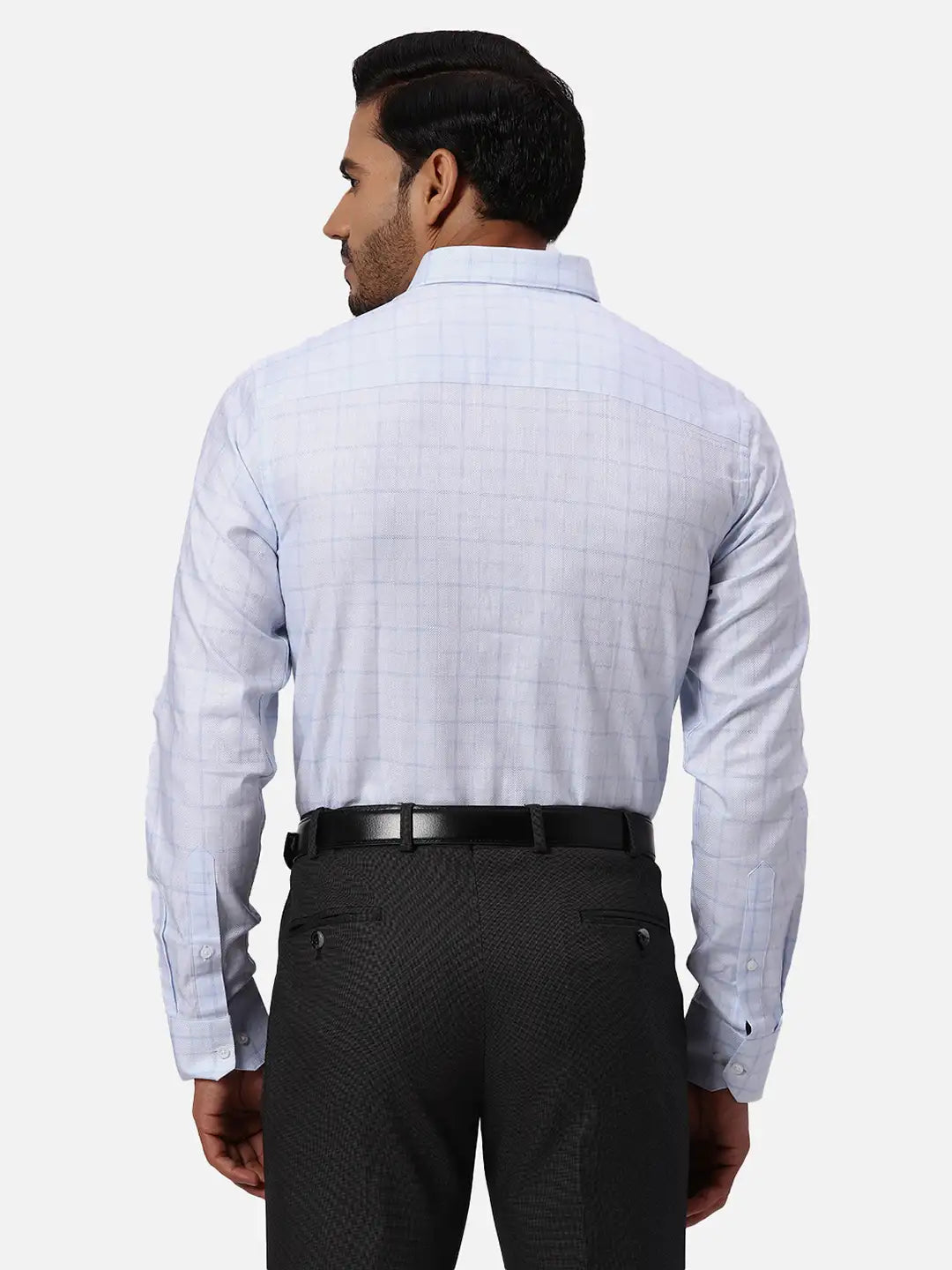 Park Avenue Slim Fit Self Design Light Blue Shirt