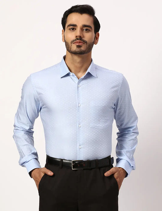 Park Avenue Slim Fit Self Design Light Grey Shirt