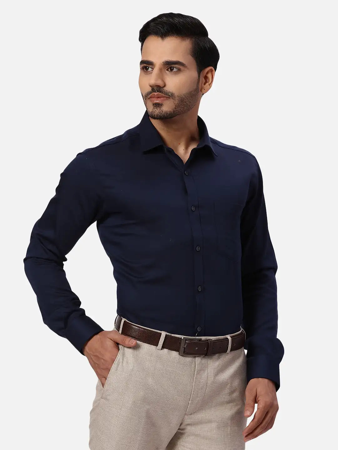 Park Avenue Slim Fit Solid Dark Violet Shirt