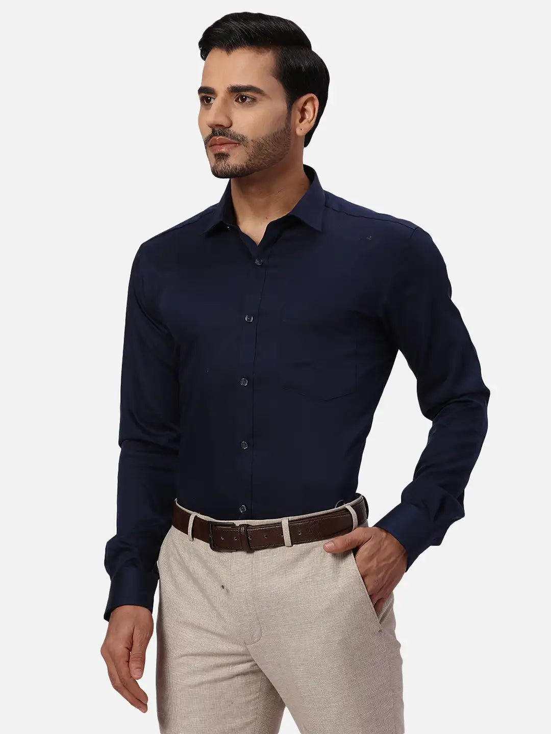 Park Avenue Slim Fit Solid Dark Violet Shirt